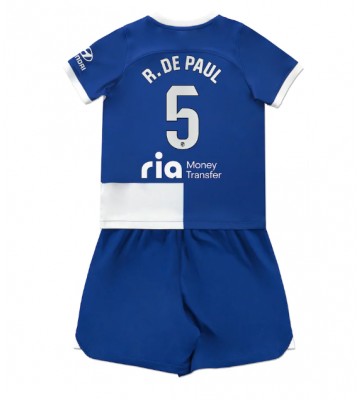 Lacne Dětský Futbalové dres Atletico Madrid Rodrigo De Paul #5 2023-24 Krátky Rukáv - Preč (+ trenírky)